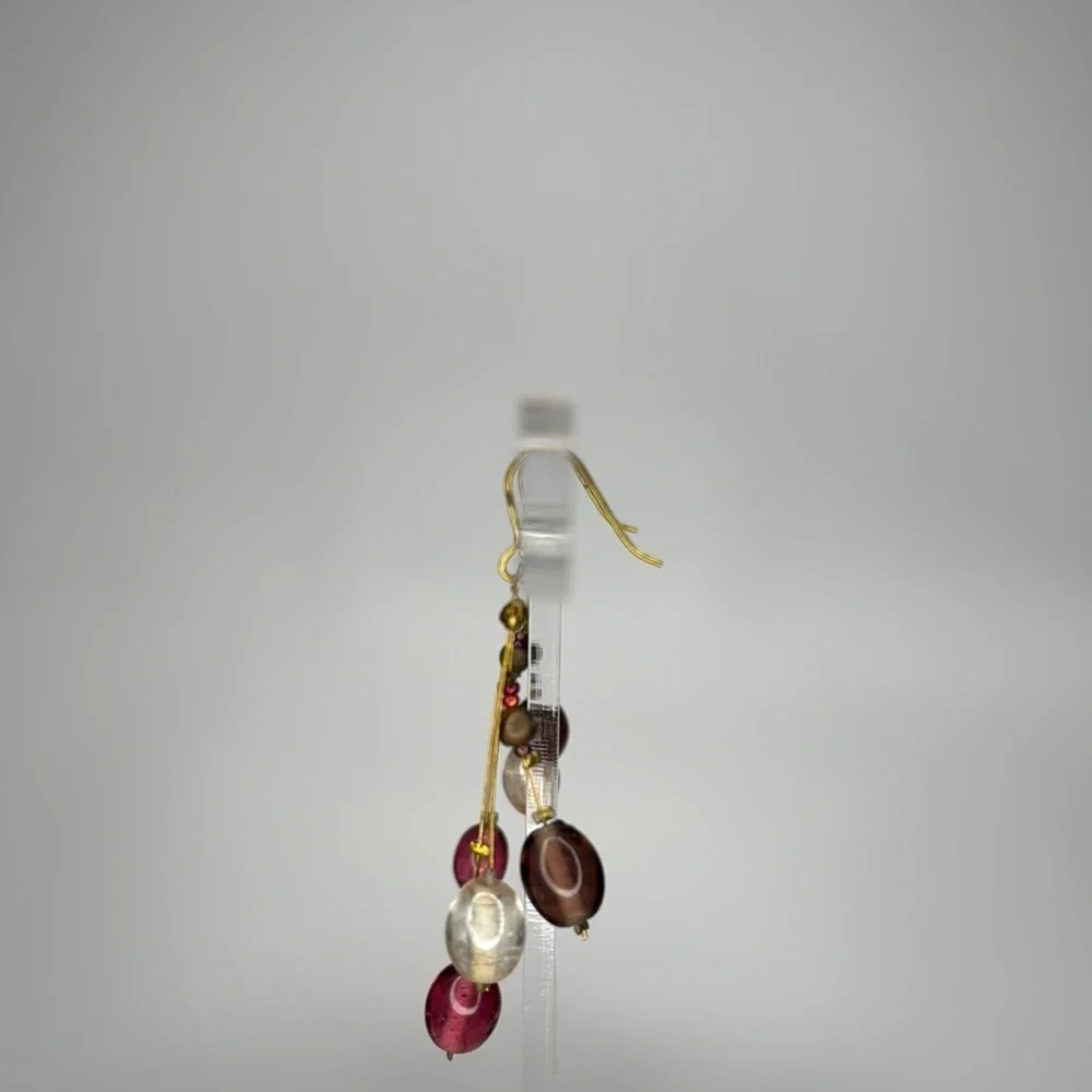 Elegant Gold and Brown Dangle Earrings